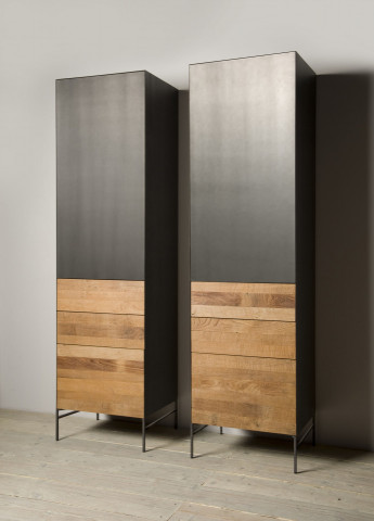 Dulap inalt din tec o usa pe dreapta si 3 sertare 55x202 cm - Img 2