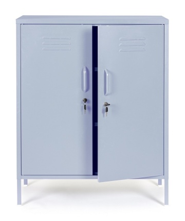 Dulapior Cambridge, cu 2 uși și 2 rafturi ajustabile, din metal vopsit electrostatic, albastru deschis, 80x40x101.5 cm - Img 6
