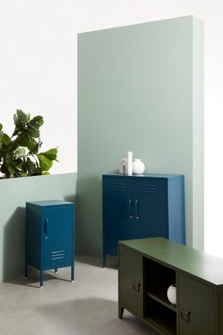 Dulapior Cambridge, cu 2 uși și 2 rafturi ajustabile, din metal vopsit electrostatic, albastru, 80x40x101.5 cm - Img 10