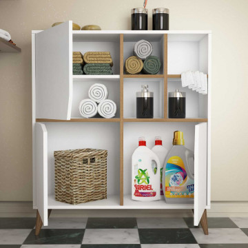 Dulapior din pal melaminat Pulse alb si nuc 100x115x30 cm - Img 3