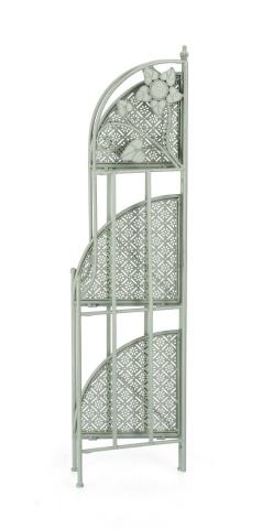Etajeră de colț Harriet, 3 polițe, pliabilă, din oțel, culoare salvie, 49x33x126 cm - Img 7