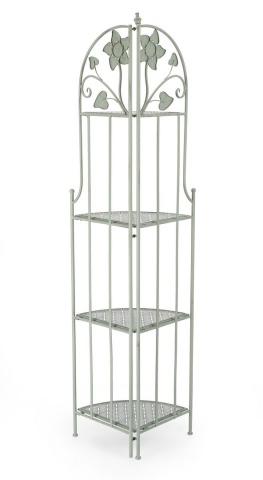 Etajeră de colț Harriet, 4 polițe, pliabilă, din oțel, culoare salvie, 48x35x165,5 cm - Img 4
