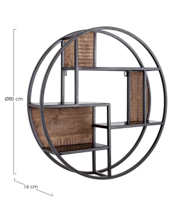 Etajeră Walton, rotundă, cu 3 polițe, din metal și lemn de mango, diametru 80 x 16 cm - Img 2