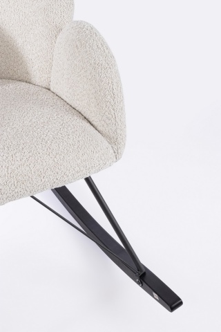 Fotoliu balansoar Sibilla, din poliester efect bouclé, stil vintage, natur, 86 x 62 x 72 cm - Img 8