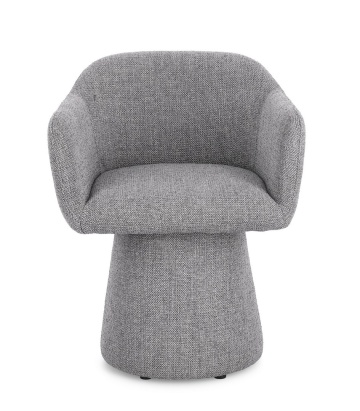 Fotoliu Lottie, pivotant cu mecanism de revenire, cu brațe, din material textil, gri închis, 59x55x77 cm - Img 3