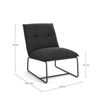 Fotoliu lounge rabatabil Galene, negru, 60x85.5x72 cm - Img 2