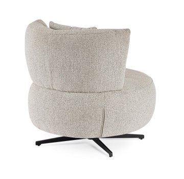 Fotoliu pivotant 360º, tapițat cu poliester efect chenille cu model punctat, picioare din oțel, gri, 80 x 93.5 x 96.5 cm - Img 2