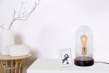 Lampa decorativa din sticla/lemn Ceti neagra, un bec - Img 3
