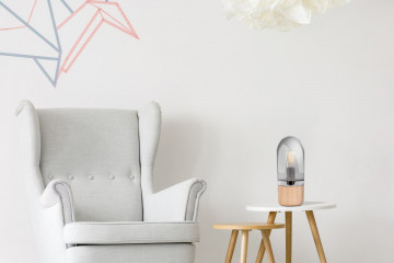 Lampa decorativa din sticla/lemn Malb argintie, un bec - Img 2