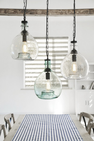 Lustra din sticla/fier Altair Small transparent/negru, un bec - Img 2