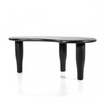 Masa de sufragerie cu 3 picioare din lemn de mango negru Harmony 200x115 cm - Img 1