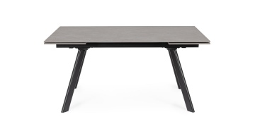 Masă dining extensibilă Jarkko, 8-10 persoane, blat din gresie porțelanată efect marmură și bază din oțel, gri mat, 160-240x90 cm - Img 4