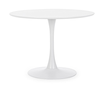 Masă dining rotundă Bloom, albă, pentru 4 persoane, diametru 100 cm