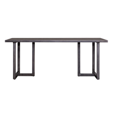 Masa dreptunghiulara cu blat din lemn de salcam Hudson 240x100x77 cm neagra - Img 2
