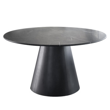 Masa rotunda cu blat din marmrura Marble 137x137x76 cm neagra - Img 1