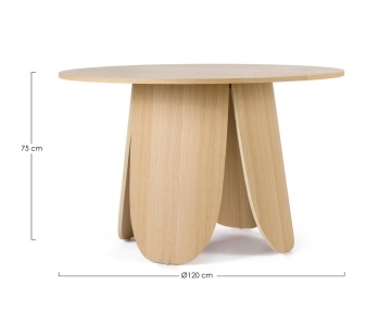 Masă rotundă Jordyn, blat furniruit, diametru 120 cm, 120x75 cm - Img 2