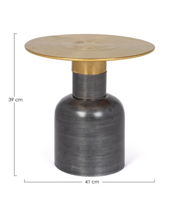 Măsuță de cafea Alopa, rotundă, din oțel cu finisaj alamă, 41 x 39 cm - Img 2