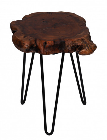 Masuta de cafea cu forma neregulata din lemn Woody 30x30x40 cm maro inchis - Img 2