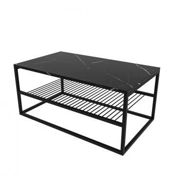 Masuta de cafea dreptunghiulara Asude cu aspect de marmura neagra 95x55 cm - Img 5