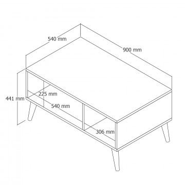 Masuta de cafea dreptunghiulara Exxen cu spatiu de depozitare nuc 90x41,6 cm - Img 5