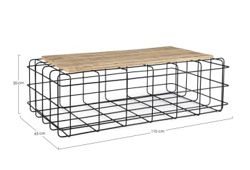Măsuță de cafea dreptunghiulară, stil nordic, din lemn de mango și oțel, 110x65 cm - Img 2