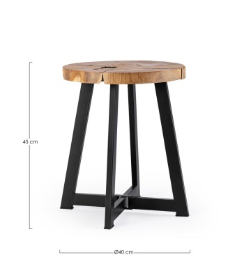 Măsuță de cafea Elwood D40, cu blat din rădăcină de tec și picioare din oțel, finisaj nitrocelulozic - Img 2