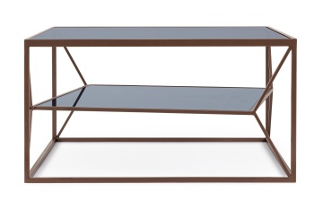 Măsuță de cafea Godric, rotundă, cu blat din marmură și cadru din oțel vopsit epoxidic, diametru 50 cm, înălțime 44.5 cm - Img 2