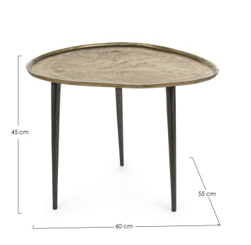 Măsuță de cafea Karima, din aluminiu antichizat, 55 x 60 x 45 cm - Img 2