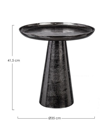Măsuță de cafea Kulvir, rotundă, din aluminiu cu finisaj nichel negru, diametru 35 cm, înălțime 41.5 cm - Img 2