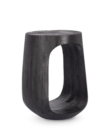Măsuță de cafea Lopez, rotundă, din lemn de mango, neagră, diametru 33 cm