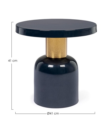 Măsuță de cafea Nalima, rotundă, din oțel emailat, albastru, diametru 41 cm, înălțime 41 cm - Img 2