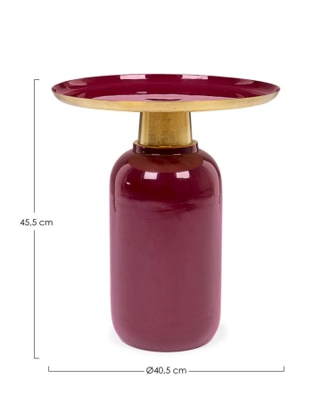 Măsuță de cafea Nalima, rotundă, din oțel emailat, burgundiu, diametru 40.5 cm, înălțime 45.5 cm - Img 2