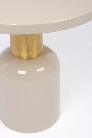 Măsuță de cafea Nalima, rotundă, din oțel emailat, crem, diametru 50.5 cm, înălțime 51 cm - Img 3