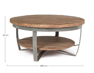 Măsuță de cafea Narvik, rotundă, diametru 90 cm, din lemn de mango și oțel, 90 x 43 cm - Img 2