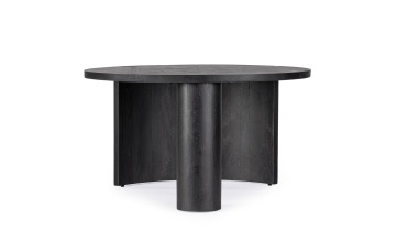 Măsuță de cafea Orissa din lemn de mango, cu bază canelată, negru, Ø80 x 45 cm - Img 5