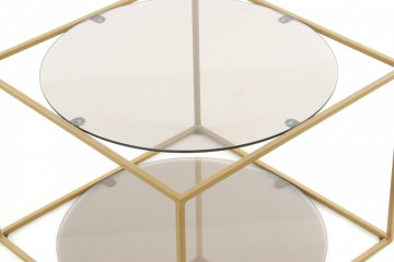 Masuta de cafea patrata din sticla cu spatiu de depozitare Cody 50x50x36 cm gri/auriu - Img 6