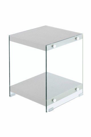 Masuta de cafea patrata din sticla cu spatiu de depozitare Elementary 35x35x45 cm argintie - Img 1