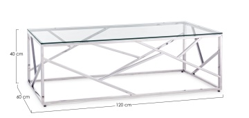 Măsuță de cafea Rayan dreptunghiulară, 120x60 cm, din sticlă securizată și oțel inoxidabil - Img 2