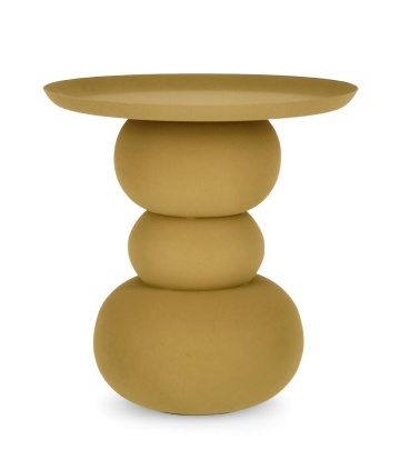 Măsuță de cafea rotundă Alpa, din oțel, finisaj mat cu efect rugos, muștar, diametru 41 cm, înălțime 42 cm