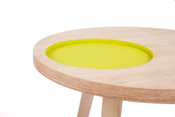 Masuta de cafea rotunda din lemn Addison 50x50x50 cm maro/galben - Img 5