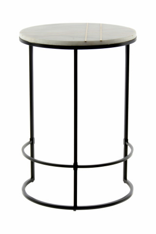 Masuta de cafea rotunda din marmura Louis 44.5x44.5x64 cm alba - Img 4