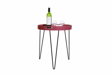Masuta de cafea rotunda din metal River 50x50x40 cm rosie - Img 2
