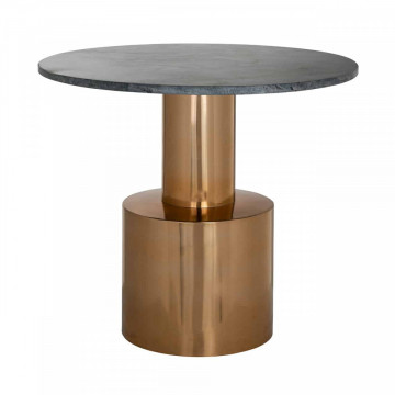 Masuta de cafea rotunda din piatra si metal Hogan 43,5x50x50 cm auriu/verde - Img 1