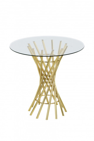Masuta de cafea rotunda din sticla Crush 60x60x59 cm transparenta/aurie - Img 1