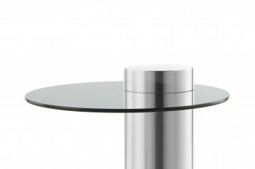 Măsuță de cafea rotunda din sticla si otel Ontario 52 cm gri - Img 3
