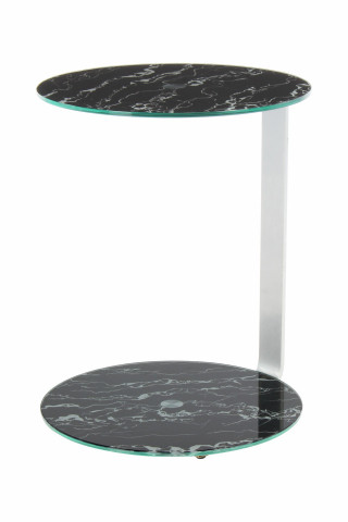 Masuta de cafea rotunda din sticla spatiu de depozitare Quentin 40x40x53 negru/argintiu