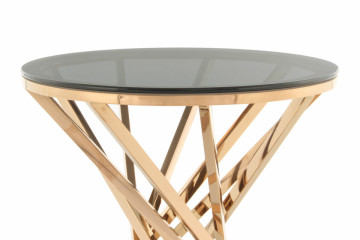 Masuta de cafea rotunda din sticla Wesley 40x40x42 cm gri/auriu - Img 5