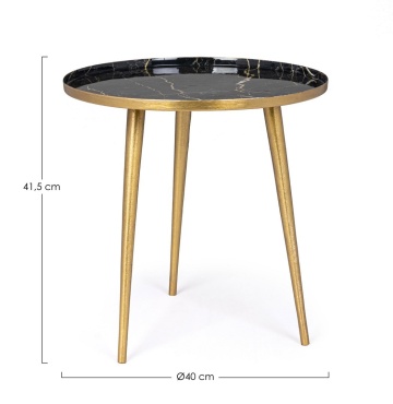 Măsuță de cafea rotundă Nilimi, diametru 40 cm, cu picioare din aluminiu și blat din oțel emailat - Img 2