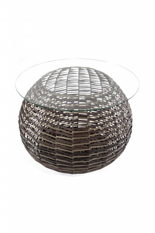 Masuta de exterior rotunda din sticla 36x62x45 cm maro inchis - Img 1