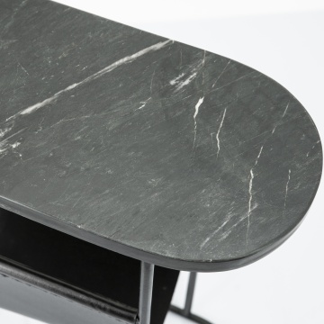 Masuta laterala din piele si marmura neagra 53x23x59 cm - Img 2